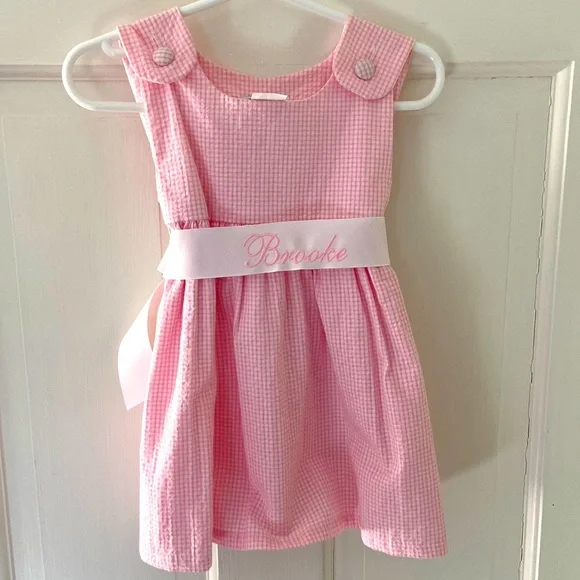 Princess Linens Dresses | Princess Linens Pink Gingham Brooke Dress | Color: Pink/White | Size: 12-18mb | Katemadge's Closet
